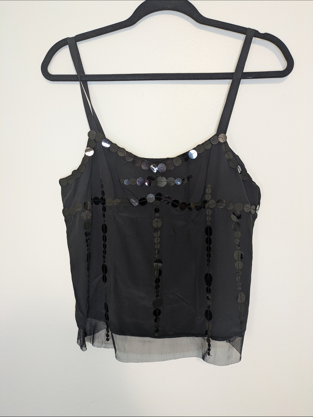 Marc Jacobs Black Sequin Spaghetti Strap Camisole